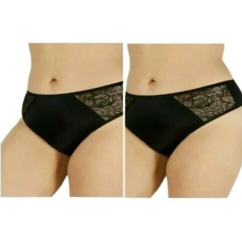 BOGO INC International Concepts Womens Thong Panties Size 1X NEW Lot of 2 Black